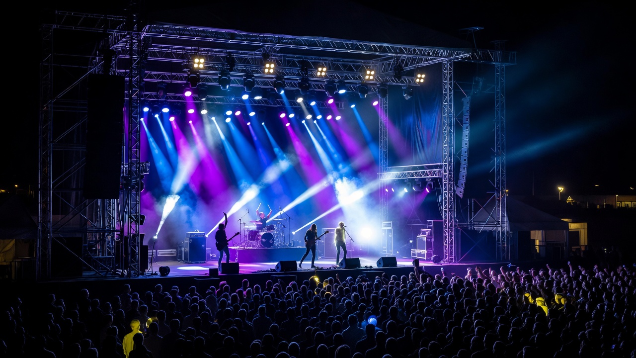 NorthSide Festival Aarhus main stage illuminated at night
